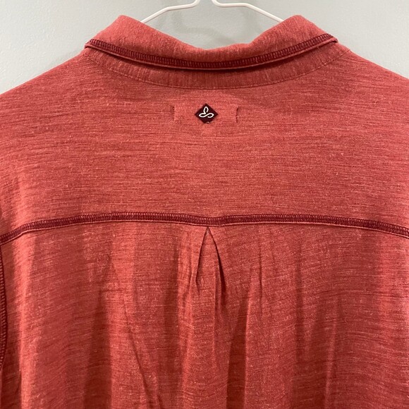 Prana Besha Wool Blend Long Sleeve Collared Shirt - Red XL - Picture 9 of 9